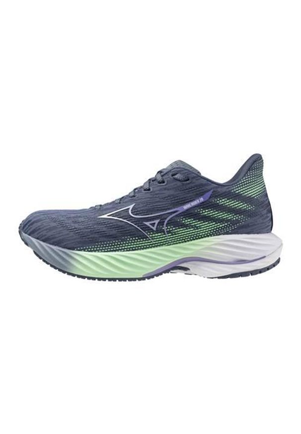 Buty do biegania damskie Mizuno Wave Rider 28. Kolor: niebieski. Materiał: materiał, syntetyk. Szerokość cholewki: normalna. Model: Mizuno Wave