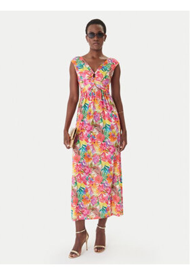 Morgan Sukienka letnia 261-RIO Kolorowy Regular Fit. Materiał: syntetyk. Wzór: kolorowy. Sezon: lato