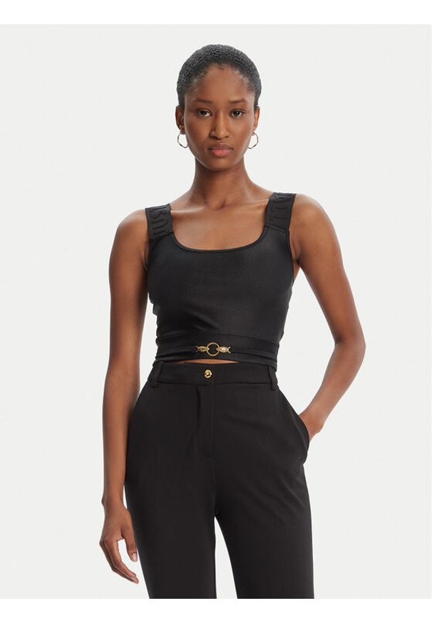 Just Cavalli Top Crop Element 79PAM2A6 Czarny Slim Fit. Kolor: czarny. Materiał: syntetyk