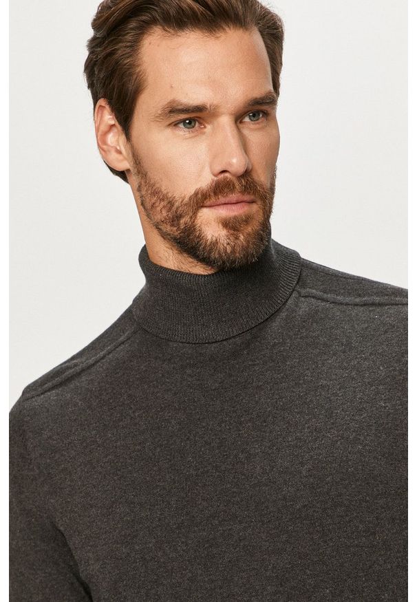 Selected Homme - Sweter. Typ kołnierza: golf. Kolor: szary. Materiał: materiał. Długość rękawa: długi rękaw. Długość: długie
