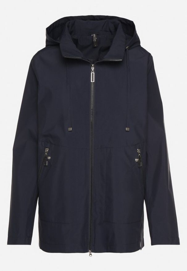 Born2be - Granatowa Kurtka Typu Wiatrówka z Odpinanym Kapturem Ndivoria. Okazja: na spacer, na co dzień. Kolor: niebieski. Materiał: jeans. Styl: casual, sportowy