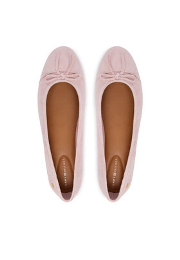 TOMMY HILFIGER - Tommy Hilfiger Baleriny Th Monogram Suede Ballerinas FW0FW09357 Różowy. Kolor: różowy. Materiał: skóra