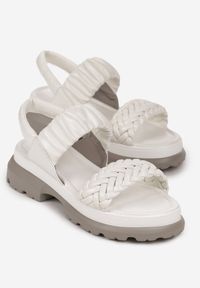 Renee - Białe Plecione Sandały z Elastycznym Paskiem na Grubej Podeszwie Synthia. Zapięcie: pasek. Kolor: biały #5