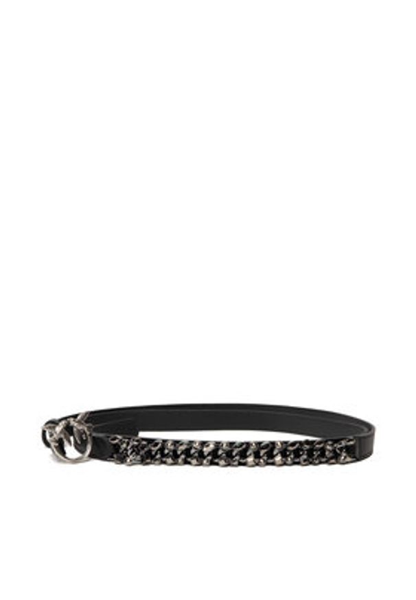 Pinko Pasek Damski PINKO-Love Double Bling Belt H2 Czarny. Kolor: czarny. Materiał: skóra