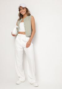 Born2be - Jasnozielona Rozpinana Kamizelka z Wełną Eravina. Okazja: na co dzień. Kolor: zielony. Materiał: wełna. Styl: klasyczny, casual, elegancki #6