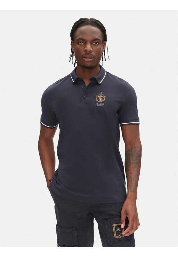 Aeronautica Militare Polo 251PO1850P191 Granatowy Slim Fit. Typ kołnierza: polo. Kolor: niebieski. Materiał: bawełna