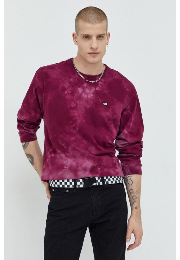 Vans longsleeve bawełniany kolor fioletowy wzorzysty. Kolor: fioletowy. Materiał: bawełna. Długość rękawa: długi rękaw