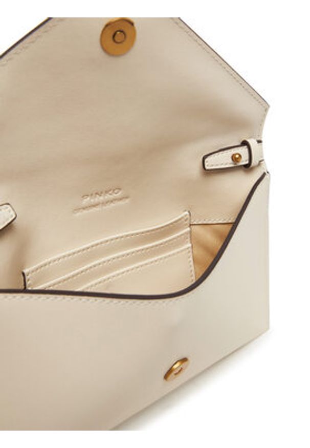 Pinko - PINKO Torebka Flat Purse Mini AI 25-26 PCPL 105347 A0F1 Écru. Materiał: skórzane