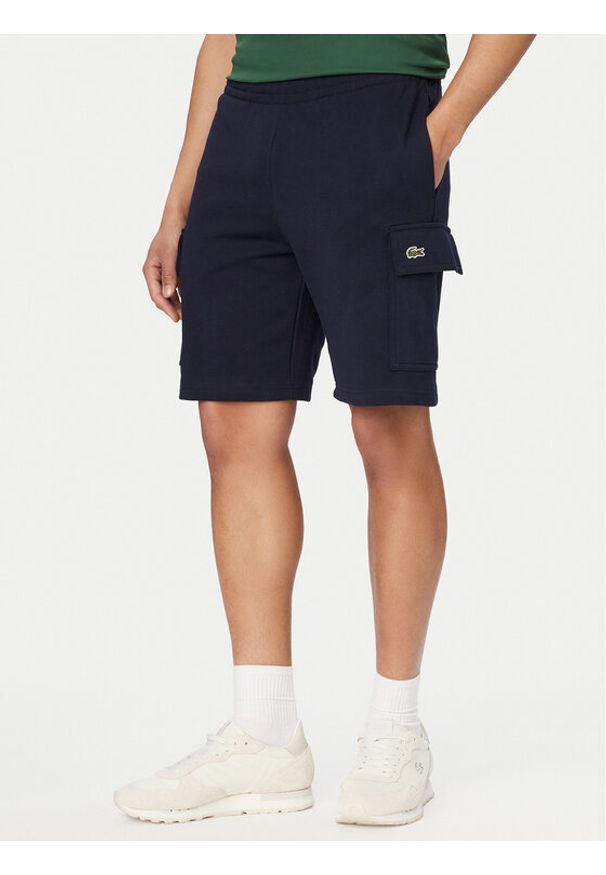 Lacoste Szorty sportowe GH9743 Granatowy Regular Fit. Kolor: niebieski. Materiał: bawełna. Styl: sportowy