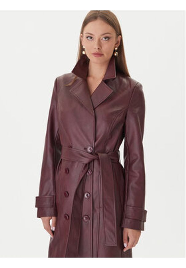 BARDOT - Bardot Płaszcz przejściowy 59899JB4 Bordowy Regular Fit. Kolor: czerwony. Materiał: skóra