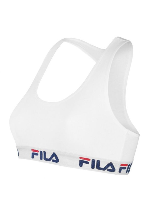 Bawełniany biustonosz damski Fila. Kolor: biały. Materiał: bawełna. Sport: fitness