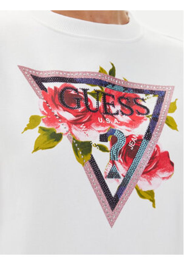 Guess Bluza W4YQ26 K9Z21 Biały Regular Fit. Kolor: biały. Materiał: syntetyk, bawełna