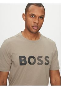 BOSS T-Shirt Tape Logo 50530990 Zielony Regular Fit. Kolor: zielony. Materiał: bawełna