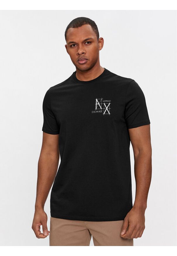 Armani Exchange T-Shirt 3DZTHQ ZJ9AZ 1200 Czarny Regular Fit. Kolor: czarny. Materiał: bawełna
