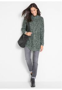 bonprix - Sweter poncho, długi rękaw. Typ kołnierza: golf. Kolor: zielony. Długość rękawa: długi rękaw. Długość: długie #2