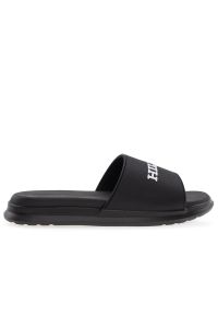 TOMMY HILFIGER - Klapki Tommy Hilfiger Dual Density Hilfiger Pool FM0FM05430-BDS - czarne. Okazja: na plażę, na co dzień. Kolor: czarny. Materiał: syntetyk, guma. Wzór: aplikacja. Styl: casual
