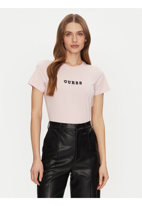 Guess T-Shirt W5RI54 J1314 Beżowy Regular Fit. Kolor: beżowy. Materiał: bawełna