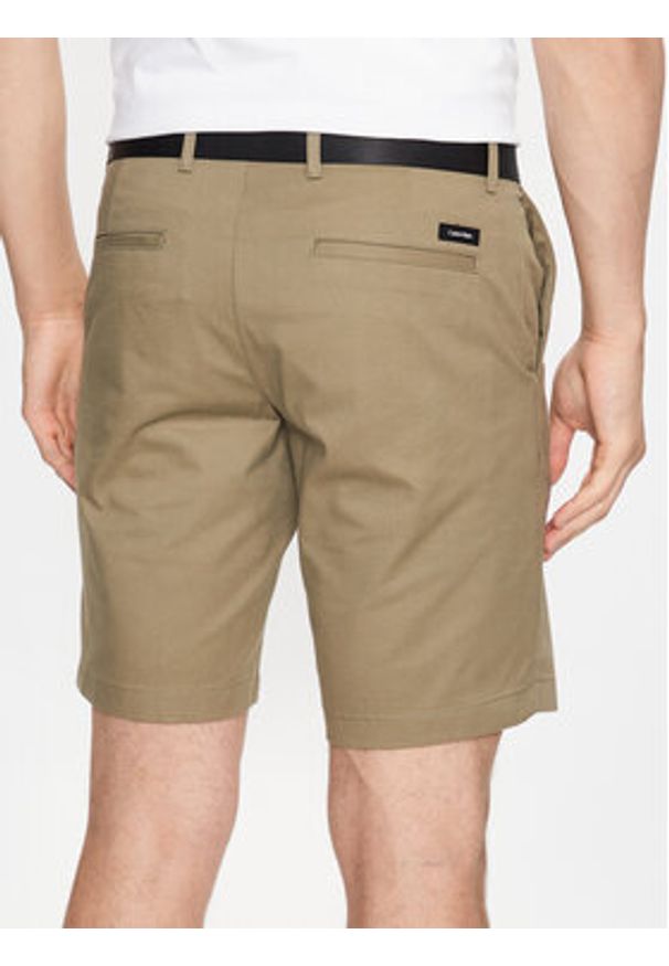 Calvin Klein Szorty materiałowe Modern Twill K10K111788 Zielony Slim Fit. Kolor: zielony. Materiał: bawełna