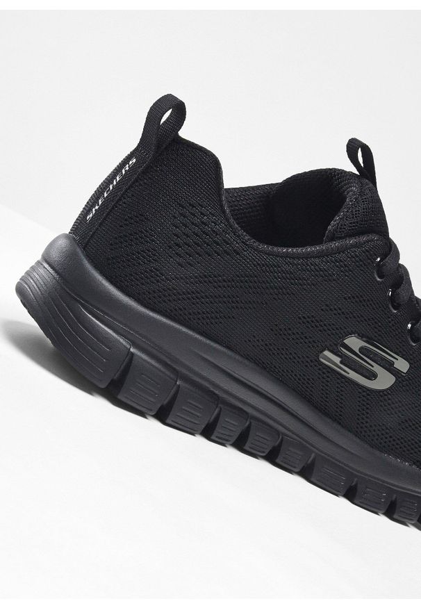 bonprix - Sneakersy marki Skechers z pianką memory. Kolor: czarny. Wzór: kolorowy