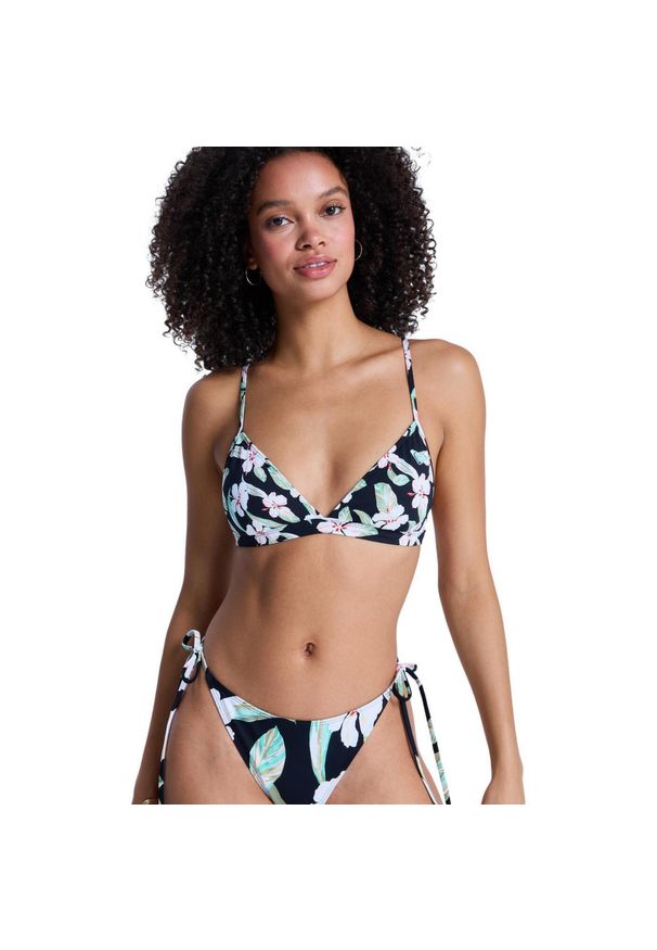 Roxy - Trójkątny stanik bikini dla Kobiety PRINTED ESSENTIALS Czarny. Kolor: czarny. Materiał: poliester, elastan, tkanina