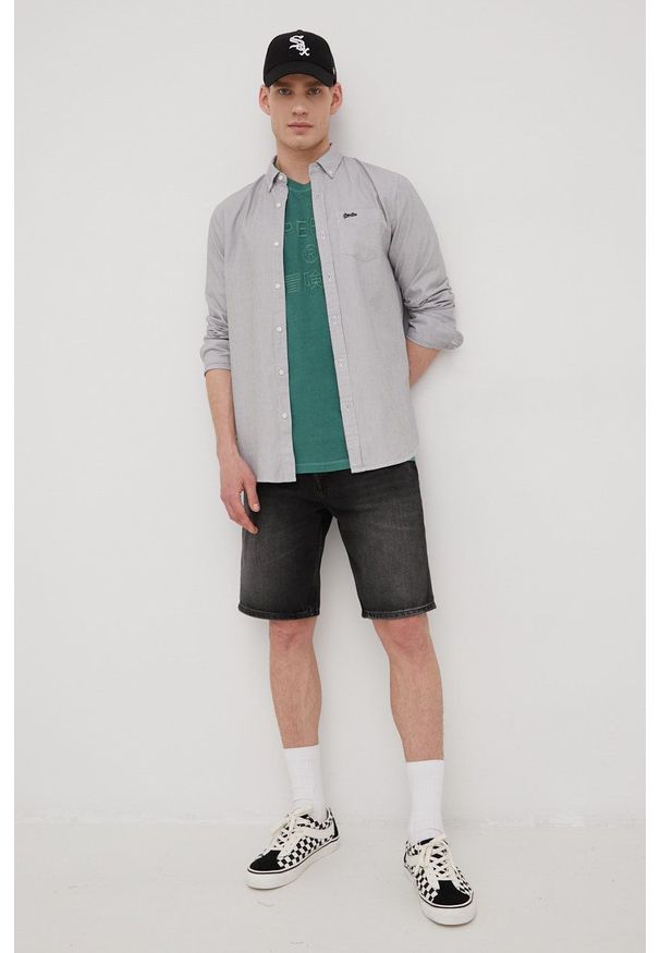 Superdry koszula bawełniana męska kolor szary regular z kołnierzykiem button-down. Typ kołnierza: button down. Kolor: szary. Materiał: bawełna. Długość rękawa: długi rękaw. Długość: długie