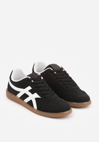 Born2be - Czarne Sneakersy na Kauczukowej Podeszwie z Geometrycznym Wzorem Sewtila. Okazja: na co dzień. Kolor: czarny. Materiał: kauczuk. Wzór: geometria #7