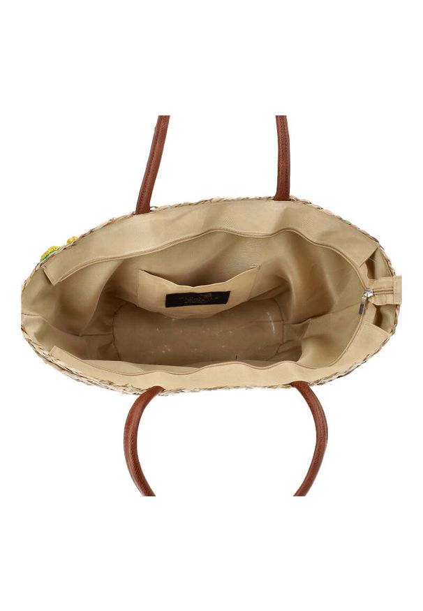 Sca'viola - Brązowa Torebka Damska Sca'Viola Stylowy Koszyk Boho. Kolor: brązowy. Wzór: kolorowy, aplikacja. Sezon: lato. Dodatki: z aplikacjami. Materiał: skórzane, zdobione. Styl: elegancki, boho