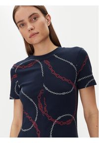 TOMMY HILFIGER - Tommy Hilfiger Sukienka codzienna Modern F&F Midi Dress WW0WW44547 Granatowy Regular Fit. Okazja: na co dzień. Kolor: niebieski. Materiał: bawełna. Typ sukienki: proste. Styl: casual. Długość: midi