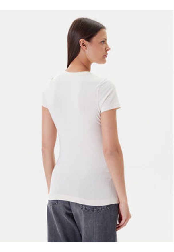 Guess T-Shirt W5YI46 J1314 Écru Slim Fit. Materiał: bawełna