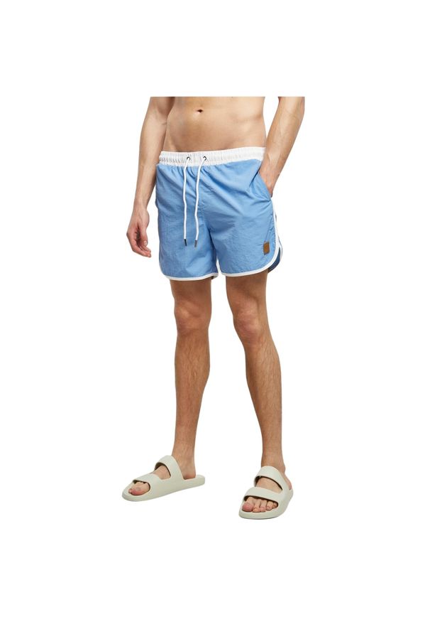 Szorty kąpielowe retro Urban Classics. Kolor: niebieski, wielokolorowy, biały. Materiał: nylon, materiał