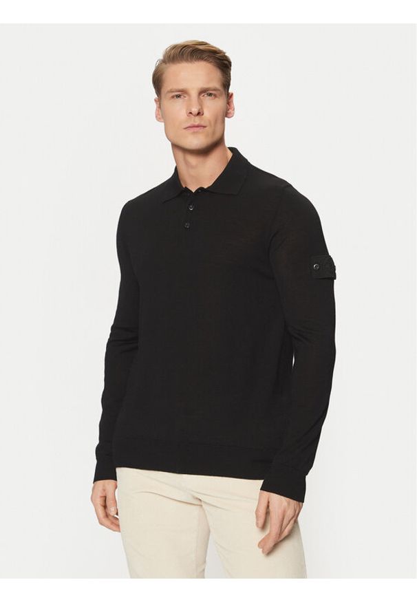 Stone Island Sweter 8115571FC Czarny Regular Fit. Kolor: czarny. Materiał: wełna