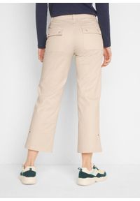 Spodnie ze stretchem 7/8 bonprix beżowo-szary. Kolor: szary #2