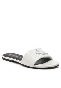 Calvin Klein Jeans Klapki Flat Sandal Slide Mg Met YW0YW01348 Biały. Kolor: biały