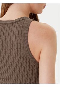 TOMMY HILFIGER - Tommy Hilfiger Top WW0WW45706 Brązowy Slim Fit. Kolor: brązowy. Materiał: bawełna #3