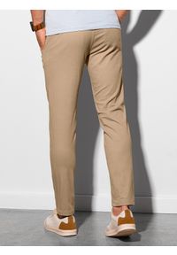 Ombre Clothing - Spodnie męskie chino P156 - beżowe - XXL. Okazja: na co dzień. Kolor: beżowy. Materiał: bawełna, tkanina, elastan. Styl: casual, klasyczny #3