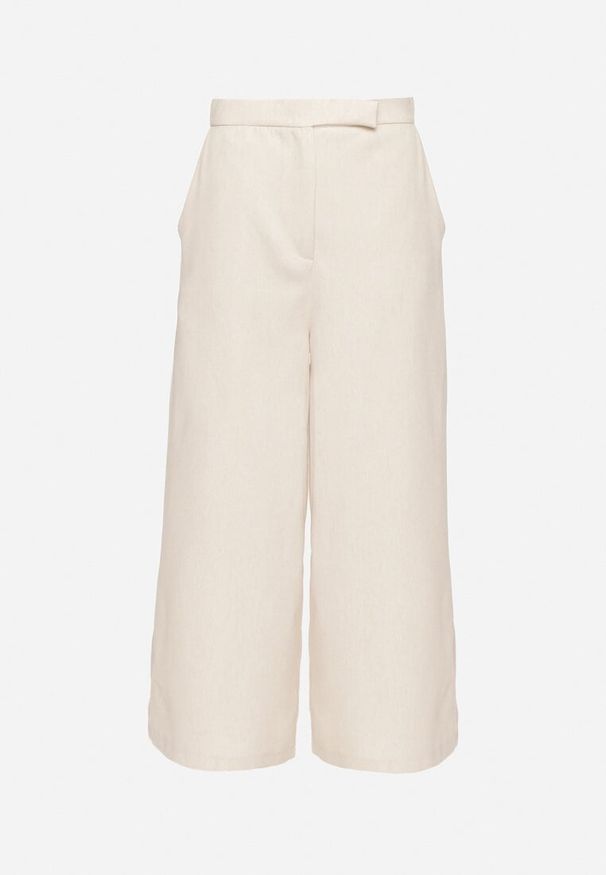 Born2be - Beżowe Spodnie Kuloty w Garniturowym Stylu Adevina. Okazja: na co dzień, na spacer, na spotkanie biznesowe. Kolor: beżowy. Styl: biznesowy, casual, elegancki, klasyczny