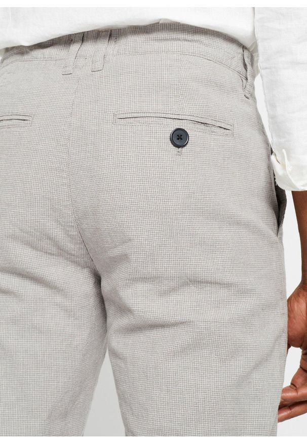 bonprix - Spodnie chino Regular Fit Straight, z gumką w talii, z materiału z domieszką lnu. Kolor: szary. Materiał: len, materiał