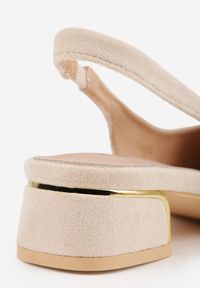 Renee - Beżowe Sandały Vices na Stożku z Wkładką ze Skóry Naturalnej Bez Pięty Selenis. Nosek buta: szpiczasty. Kolor: beżowy. Materiał: skóra. Sezon: lato. Obcas: na stożku. Styl: wizytowy, elegancki. Wysokość obcasa: średni #7