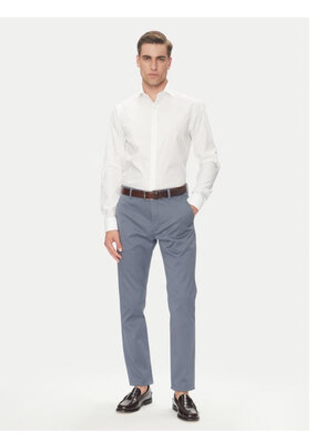Calvin Klein Koszula LV019EU017 Biały Slim Fit. Kolor: biały. Materiał: bawełna