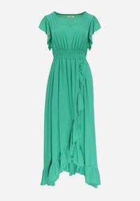 Born2be - Zielona Wiskozowa Sukienka z Kopertowym Dołem i Dekoltem Lail. Kolor: zielony. Materiał: wiskoza. Typ sukienki: kopertowe #5