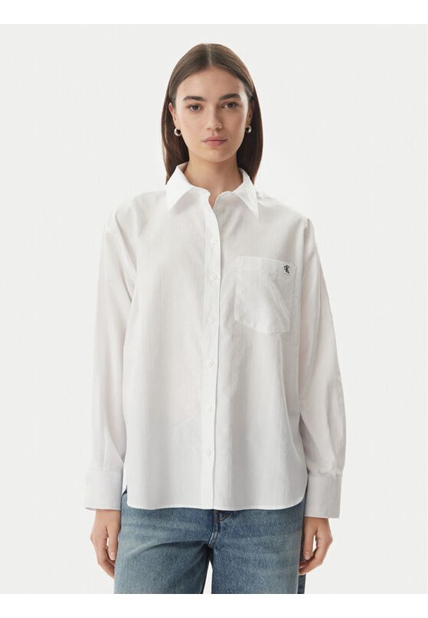 Calvin Klein Jeans Koszula LV047G126G Biały Relaxed Fit. Kolor: biały. Materiał: bawełna