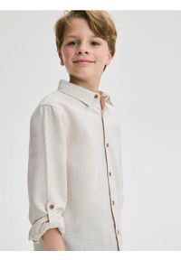 Reserved - Koszula z lnem - beżowy. Kolor: beżowy. Materiał: len. Styl: klasyczny #1