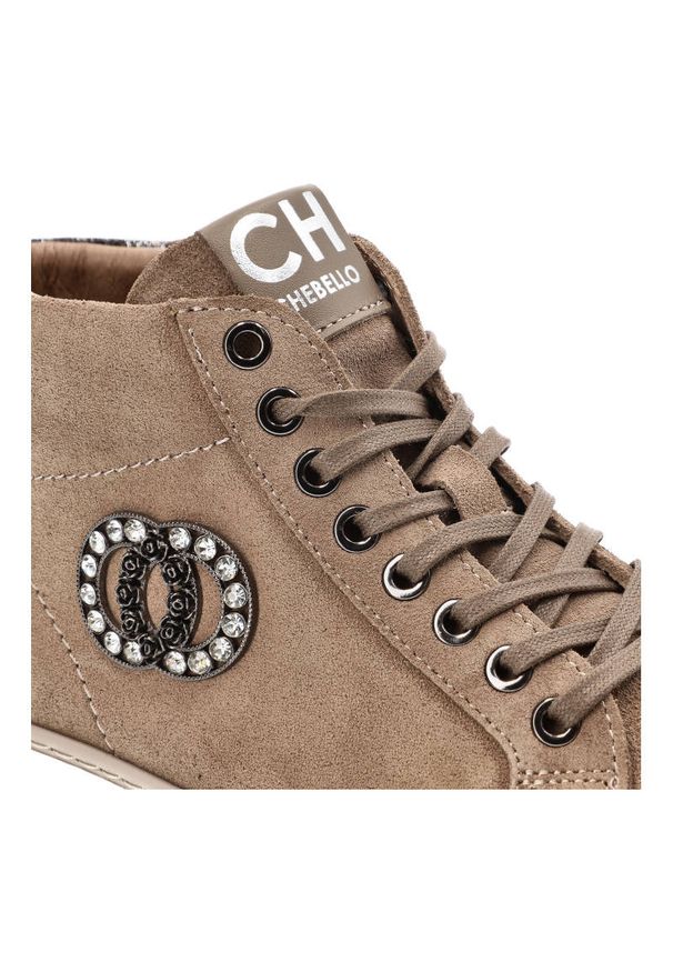 Brązowe Sneakersy CheBello Stylowe Skórzane Buty Damskie. Kolor: brązowy. Materiał: skóra. Szerokość cholewki: normalna. Styl: elegancki