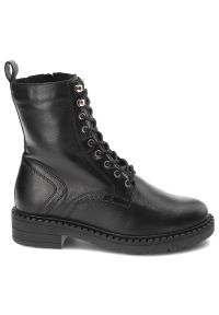 Czarne Botki Marco Tozzi Buty Ocieplane Damskie. Okazja: na co dzień. Kolor: czarny. Materiał: skóra. Obcas: na obcasie. Styl: klasyczny, casual, elegancki. Wysokość obcasa: niski #6