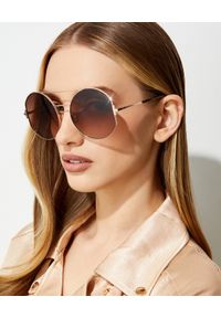 Tom Ford - TOM FORD - Brązowe okulary przeciwsłoneczne Dolly. Kształt: okrągłe. Kolor: brązowy. Materiał: materiał. Wzór: aplikacja #6