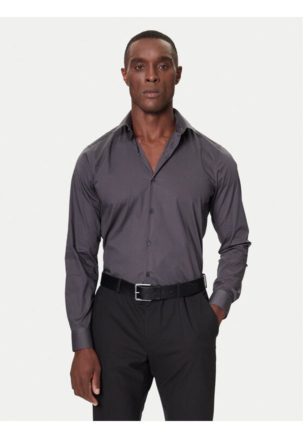 Calvin Klein Koszula LV019EU037 Szary Slim Fit. Kolor: szary. Materiał: bawełna