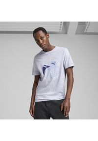 Puma - Męska koszulka Graphics Execution PUMA New Navy Blue. Kolor: niebieski. Materiał: guma. Wzór: nadruk