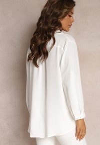 Renee - Biała Koszula z Kołnierzem i Długimi Rękawami na Guzik Henvia. Kolekcja: plus size. Kolor: biały. Długość rękawa: długi rękaw. Długość: długie #5