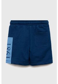 Guess szorty bawełniane dziecięce kolor niebieski regulowana talia. Kolor: niebieski. Materiał: bawełna. Wzór: nadruk #2