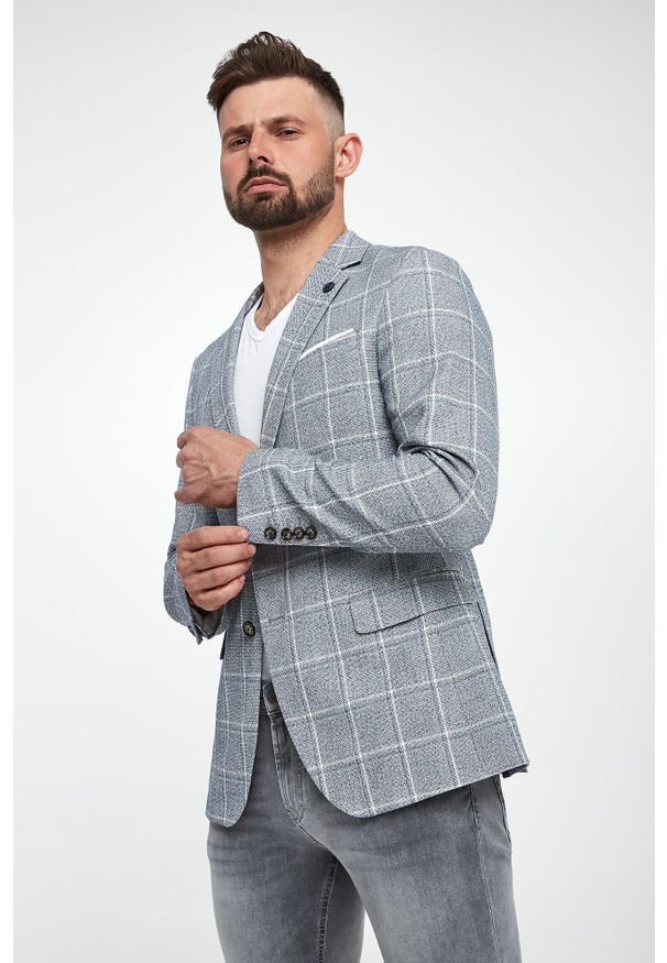 JOOP! Jeans - Marynarka męska w kratkę z lnem Hogiz JOOP! JEANS. Materiał: len. Wzór: kratka
